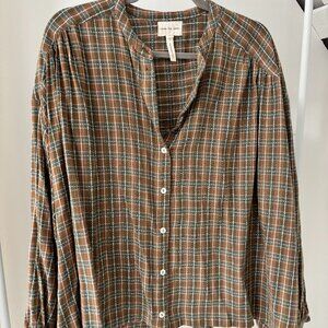 Plaid Peasant Top